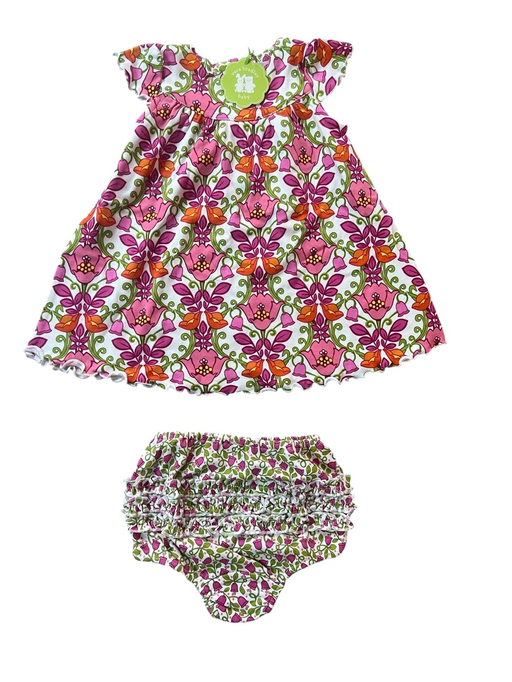 Vera Bradley Pink Floral Print Dress & Ruffle Bloomers